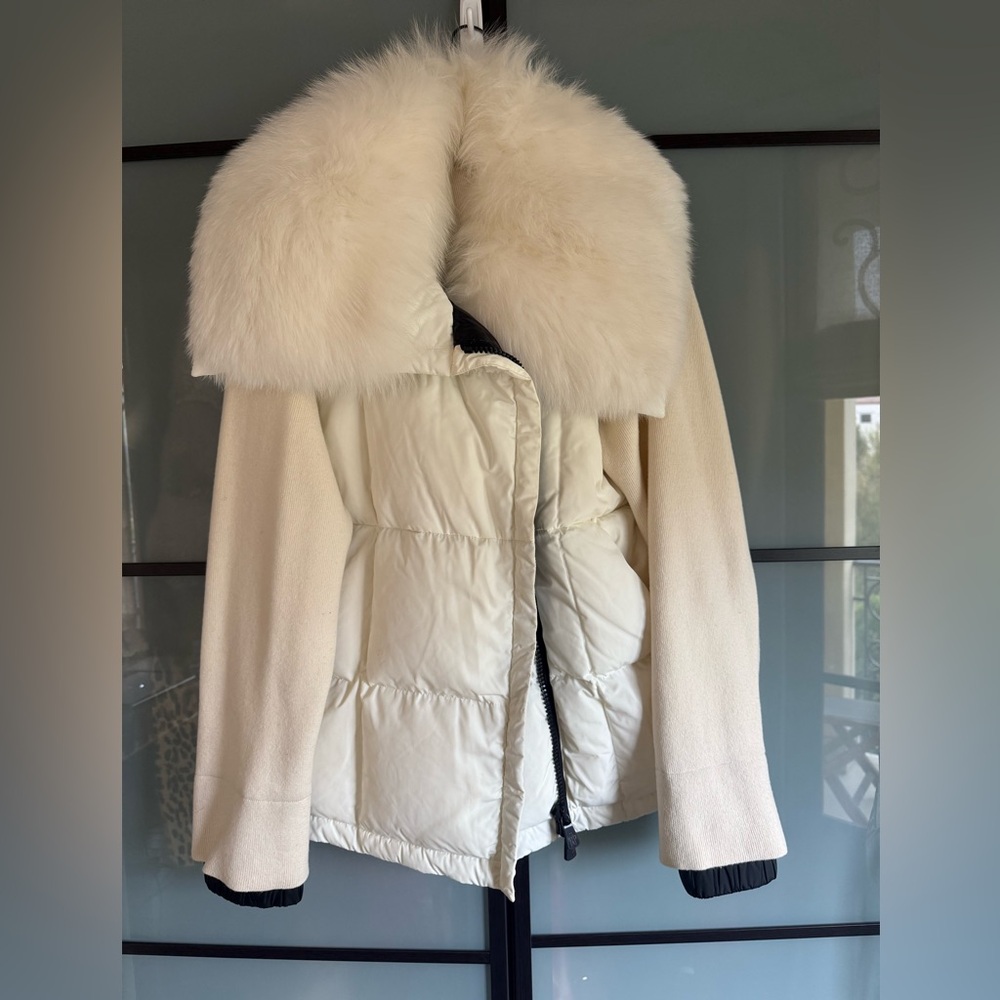 Moncler Grenoble White Fur Maglione Hybrid Jacket - size M
